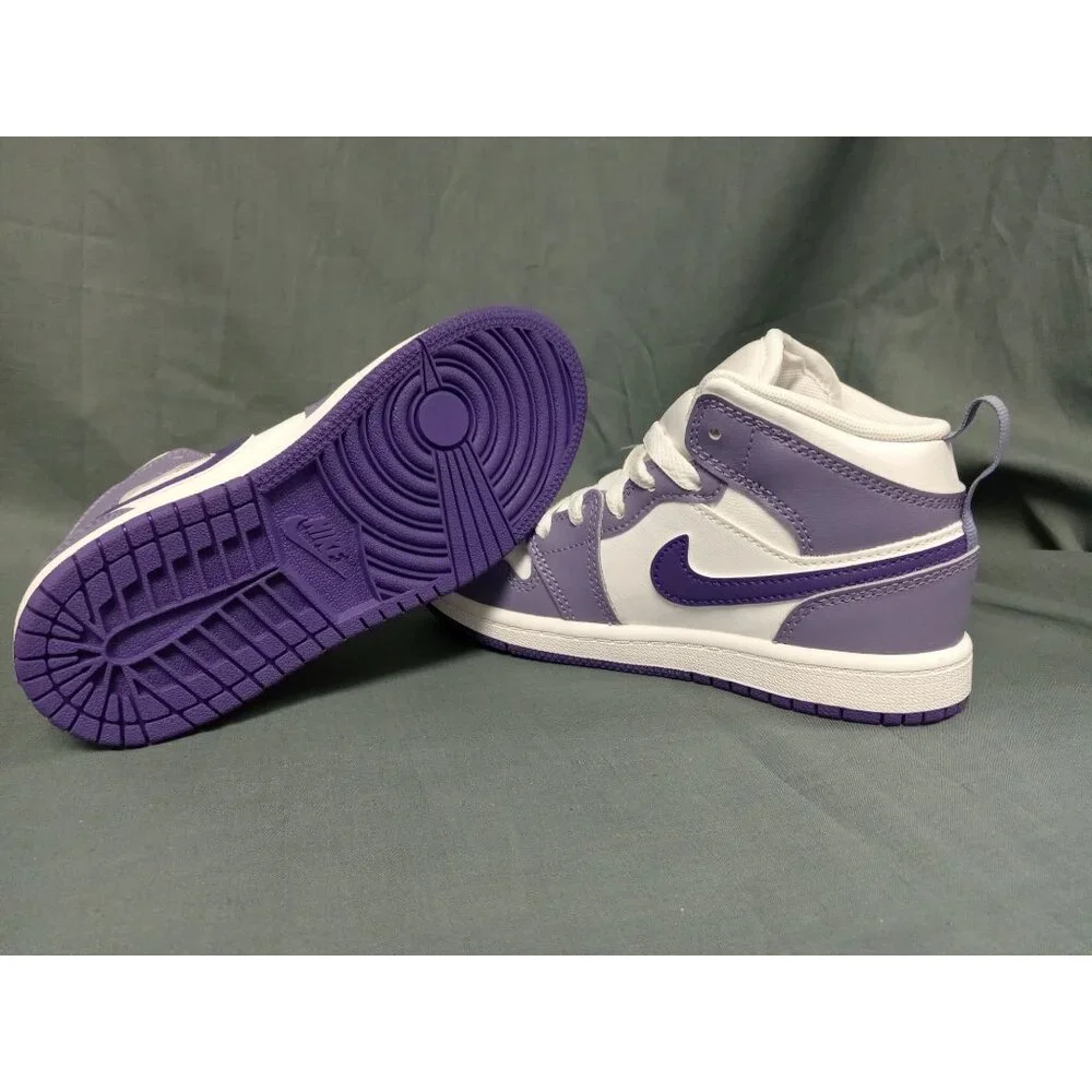 Jordan 1 Mid (PS) Leather Girls Purple White Size 1Y BRAND NEW IN BOX! - Picture 2 of 11